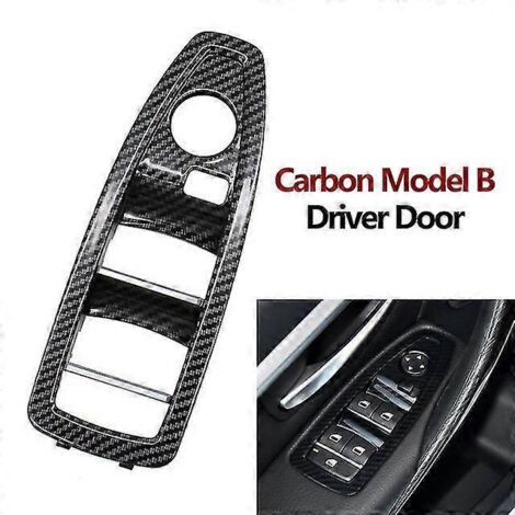 Garniture de panneau de commande de lève-vitre intérieur en fibre de carbone beige et noire pour BMW Série 1, 3 et 4 (F20, F30, F31, F34, F35) - Panneaux de porte intérieurs - Porte conducteur B