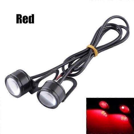 Lot de 2 phares LED 12 V pour moto, effet œil d'aigle, feu de recul, antibrouillard, feu de jour - Rouge (1/4)