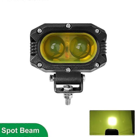 Phare LED Braveway (1 pièce) pour voiture, moto, camion, tracteur, remorque, SUV, quad, feu de travail LED tout-terrain 12 V/24 V, antibrouillard - Jaune 12D S (1/4)
