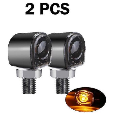 Clignotants LED miniatures en aluminium 8 mm pour motos Honda et Suzuki 12 V - Lot de 2, noir (1/4)