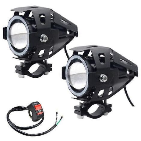 Phare avant de moto à LED Angel Eye, feu auxiliaire de conduite, mini feux antibrouillard U7, accessoires pour moto, quad et scooter - 2 pièces bleues