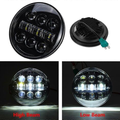 Phare avant LED 5,75" avec feux de jour LED 5,75" et 5,75" (50 W) pour moto, avec feux de jour et anneaux lumineux (Angel Eyes) pour 883 XL883 FXCW--C (1/4)