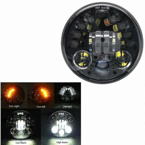 Phare avant LED 5,75" avec feux de jour LED 5,75" et 5,75" (50 W) pour moto, avec feux de jour et anneaux lumineux (Angel Eyes) pour 883 XL883 FXCW--K (1/4)