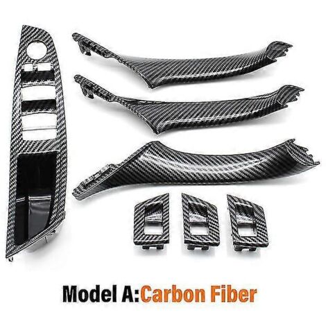 Ensemble de poignées de porte intérieures beiges et noires pour BMW Série 5 F10 F11 520i 523i 525i 528i 530i (conduite à gauche) - Finition fibre de carbone (1/5)