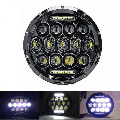 Phare LED rond 7 pouces pour moto Harley Softail Touring Ultra Classic Electra Street Glide Road King Yamaha - 75 W, noir