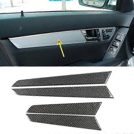 Garniture de panneau de porte intérieure en fibre de carbone pour Mercedes-Benz Classe C W204 (2008-2013) - Poignées de porte intérieures (1/5)