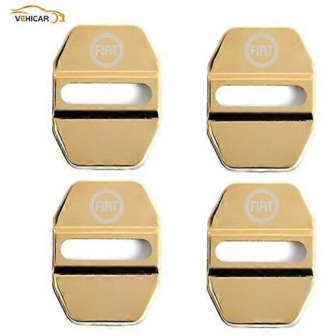 Vehicar Lot de 4 caches de serrures de portières pour Fiat 500 Viaggio Freemont - Accessoires auto décoratifs en acier inoxydable étanche - Protection de serrure de portière - Or (1/5)