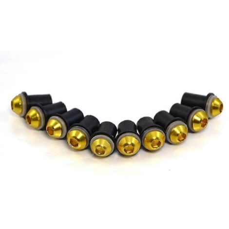 Kit de 10 vis et écrous universels Bjmoto de 5 mm pour pare-brise Kawasaki ER6F ER6N Z750 Z800 Z1000 Versys - Jaune (1/5)