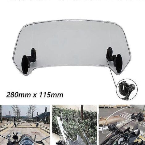 Déflecteur d'air de pare-brise réglable à clipser pour motos BMW, Honda, Suzuki, Yamaha et Kawasaki - petit modèle transparent (1/5)