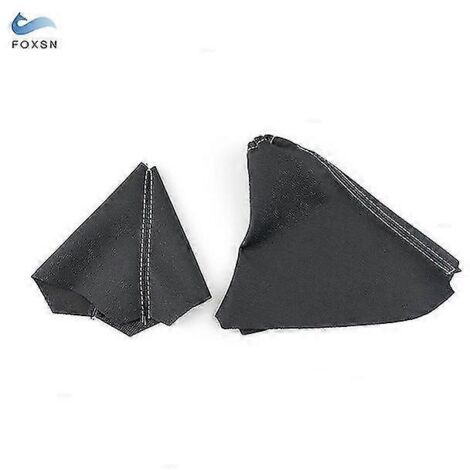 Garniture de console centrale, de levier de vitesse, de soufflet de frein à main et de boîte à gants en cuir microfibre pour Land Rover Freelander 2 (2008-2013) - Noir et blanc (1/5)