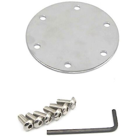 Cache-klaxon universel en aluminium à 6 trous pour volant, avec vis et clé hexagonale - Argenté (1/5)
