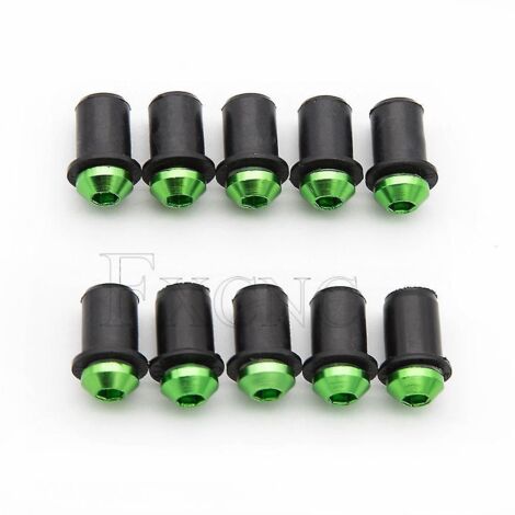 Kit de fixation universel de pare-brise de moto 5 mm (vis, boulons et écrous) pour Yamaha R1 R6 R3 FZ1 FZ6 FZ16 R125 XJ6 - vert (1/5)