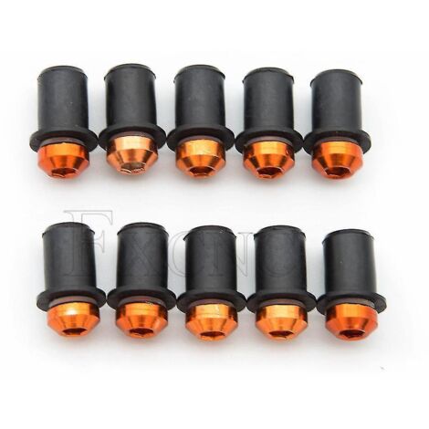 Kit de fixation universel de pare-brise moto 5 mm (vis, boulons et écrous) pour Yamaha R1 R6 R3 FZ1 FZ6 FZ16 R125 XJ6 - orange (1/5)