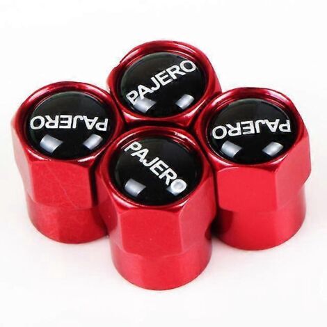 Lot de 4 bouchons de valve en aluminium pour pneus de voiture Mitsubishi Pajero, Lancer, ASX, Outlander et L200 - Accessoires - Panneaux de porte intérieurs - Petit modèle rouge (1/4)
