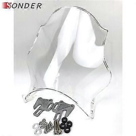 Pare-brise universel transparent fumé pour moto Honda, Yamaha, Kawasaki et Suzuki, rond, avec phares et feux de route. Verre transparent. (1/5)