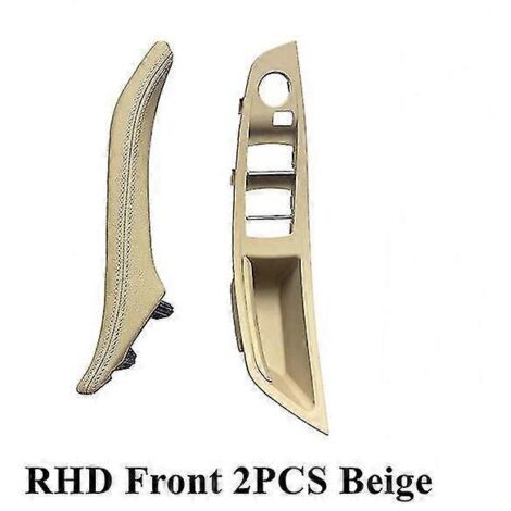 Ensemble de 7 poignées de porte intérieures en cuir pour BMW Série 5 F10 F11 F18 520i 523i 525i 528i 535i (conduite à droite) - Poignée de porte intérieure avant (2 pièces, beige) (1/5)