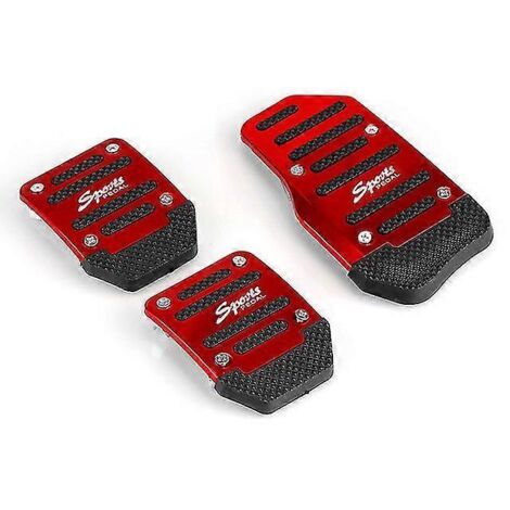 Rastp-3 Pièces/ensemble de couvre-pédales de voiture universels en aluminium, série manuelle automatique, antidérapants, kit RS-ENL018 - Pédales - Rouge (1/5)