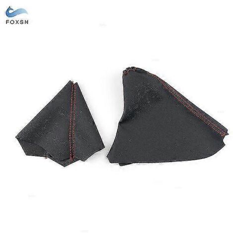 Garniture de console centrale, de levier de vitesse, de soufflet de frein à main et de boîte à gants en cuir microfibre pour Land Rover Freelander 2 (2008-2013) - Noir avec liseré rouge (1/5)