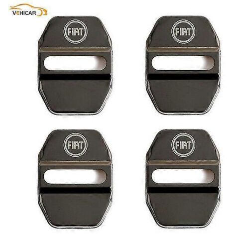 Vehicar Lot de 4 caches de serrures de portières pour Fiat 500 Viaggio Freemont - Accessoires auto décoratifs - Acier inoxydable étanche - Protection de serrure de portière - Noir (1/5)