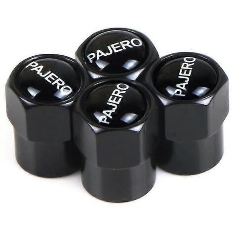 Lot de 4 bouchons de valve en aluminium pour pneus de voiture Mitsubishi Pajero, Lancer, ASX, Outlander et L200 - Accessoires - Panneaux de porte intérieurs - Petit modèle noir (1/4)