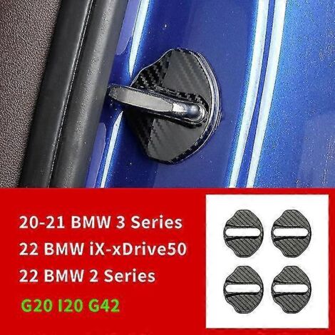 Pour BMW Série 2 et 3 G20 G42 IX xDrive50 i20 : Cache-serrure de porte en acier inoxydable, protection intérieure, autocollants et accessoires de porte de voiture  --Noir carbone (1/5)