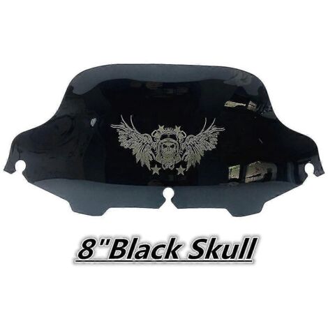 Aileron de pare-brise de 5, 6 et 8 pouces pour Electra Street Glide et Harley Touring (1996-2013) - Motif crâne de 8 pouces (1/5)