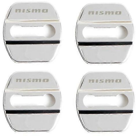 Lot de 4 caches de serrures de porte avec emblème, compatibles avec Nissan Nismo, Qashqai, Skyline et X-Trail. Accessoires en acier inoxydable pour une protection optimale des serrures de porte. (1/5)