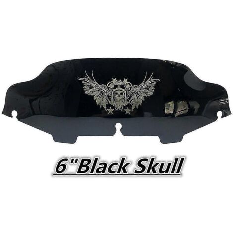 Aileron de pare-brise de 5, 6 et 8 pouces pour Electra Street Glide et Harley Touring (1996-2013) - Motif crâne de 6 pouces (1/5)
