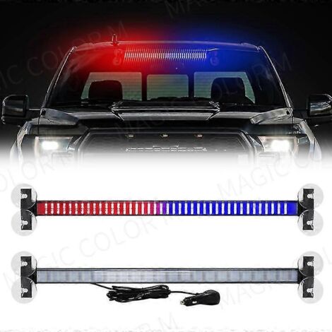 Feux stroboscopiques à LED pour calandre de voiture, lampe d'avertissement d'urgence, barre de pare-brise à 80 LED, lampe torche de signalisation routière, accessoires auto 12 V/24 V - Jaune/Blanc (1/5)