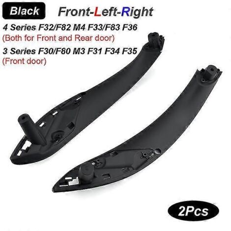 Garniture de poignée de porte intérieure avant et arrière gauche/droite pour BMW Série 3 F30 F80 F31 F32 F33 F34 F35 F36 (2013-2018) Noir - Lot de 2 - Avant (1/5)