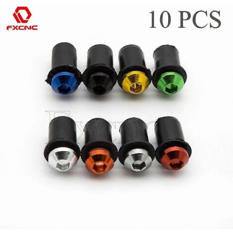 Lot de 10 écrous de fixation universels de 5 mm pour pare-brise de moto Honda CBR 125, 300, 600, 900, 954, 929, 1000RR, CB GSF - Or (1/5)