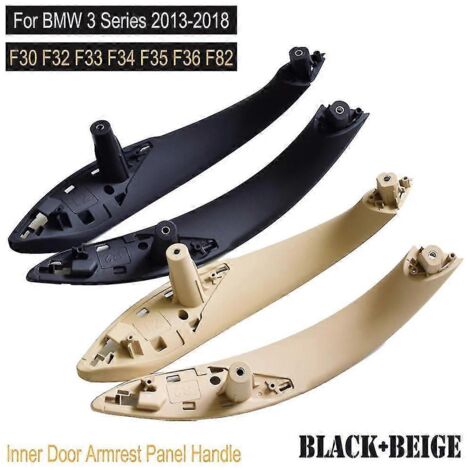 Poignée de porte intérieure avec cache et panneau intérieur pour BMW Série 3 F30 F80 F31 F32 F33 F34 F35 F36 (2013-2018) - Accessoires auto - Poignée de porte intérieure - Noir - Lot de 2 - Avant (1/4)