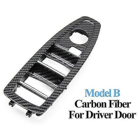 Cache de panneau de commande de lève-vitre intérieur de porte intérieure en carbone noir et beige pour BMW Série 1, 3 et 4 (F20, F30, F31, F34, F35, F36) - Porte conducteur (carbone B) (1/5)