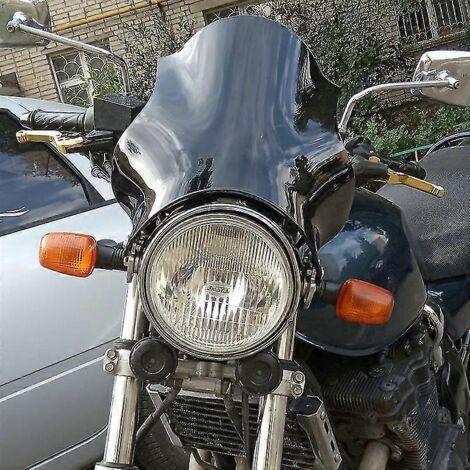 Pare-brise pour Yamaha SR500 SR400 SR250 SR125 SR 500 400 250 125 Classic - Verre de pare-brise gris, bleu fumé, iridium - Fumé foncé B (1/5)