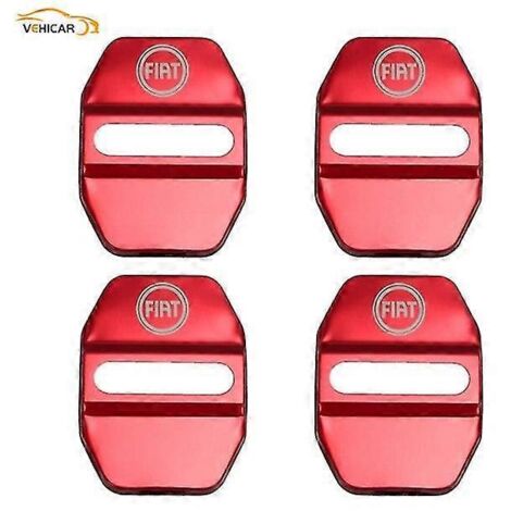 Vehicar Lot de 4 caches de serrures de portières pour Fiat 500 Viaggio Freemont - Accessoires auto décoratifs - Acier inoxydable étanche - Protection de serrure de portière - Rouge (1/5)