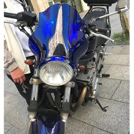 Pare-brise pour Yamaha SR500 SR400 SR250 SR125 SR 500 400 250 125 Classic - Verre de pare-brise gris/bleu fumé iridium - Bleu B (1/5)