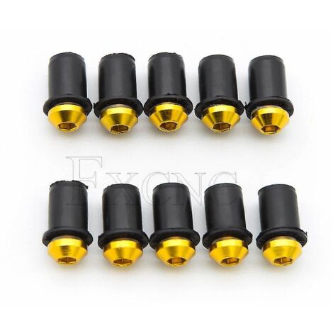 Kit de fixation universel de pare-brise de moto 5 mm (vis, boulons et écrous) pour Yamaha R1 R6 R3 FZ1 FZ6 FZ16 R125 XJ6 - or (1/5)