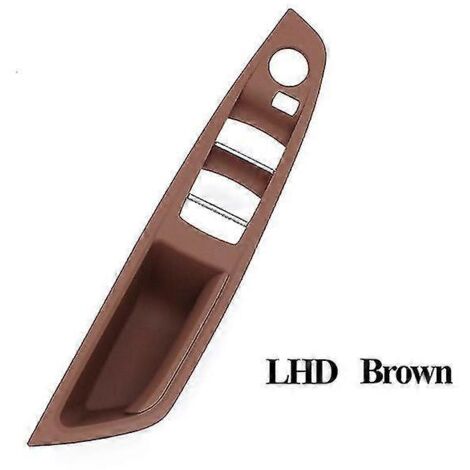 Cache de poignée de porte intérieure côté conducteur (LHD/RHD) pour BMW Série 5 F10 F11 F18 520 523 525 528 530 - Noir, beige, gris, rouge, marron - Poignée de porte intérieure - LHD, marron (1/5)