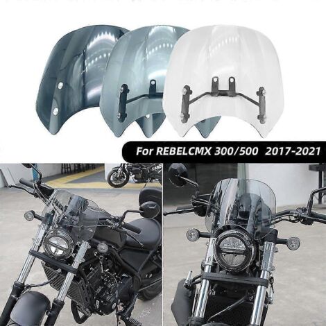 Pare-brise de moto avec support pour Honda Rebel CMX 300/500 (2017-2021) - Transparent