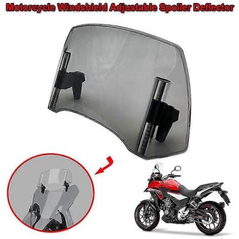 Extension de pare-brise réglable avec déflecteur et aileron pour moto Honda CB400X, CB500X, NT1100 et XL750 Transalp - Gris clair (1/5)