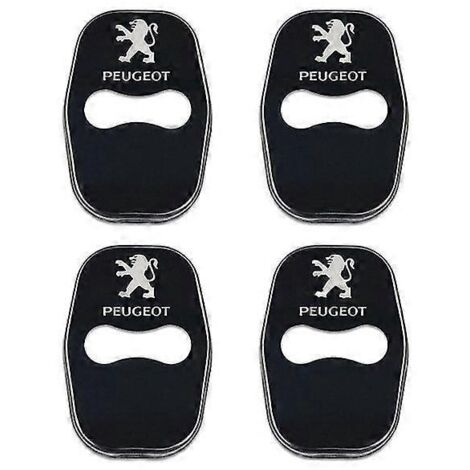 Lot de 4 protections métalliques pour serrures de porte Peugeot 206, 308, 307, 208, 3008, 407, 2008, 508 et 408. Accessoires auto - Protections pour serrures de porte - Noir. (1/5)