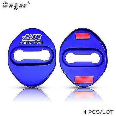 Ceyes Lot de 4 accessoires auto décoratifs et protecteurs : coques de protection pour serrures de porte Honda Mugen Power Typer Civic Accord CRV - Style auto - Protection de serrure de porte - Bleu Mu (1/5)