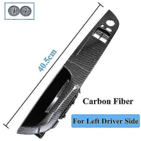 Poignée de porte intérieure gauche (accoudoir, interrupteur de lève-vitre) pour BMW Série 3 E92 Coupé 320i, 330i, 335i (2007-2014) - Fibre de carbone (1/5)
