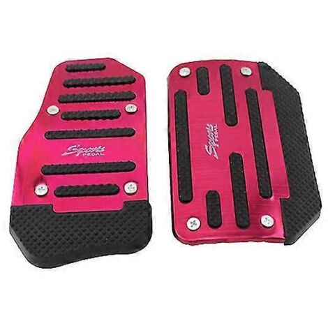 2x Couvre-pédales universels en aluminium pour voiture, avec pédales de frein, d'accélérateur et d'essence automatiques, antidérapants, rouge, bleu, argent - Accessoires pour pédales - Rouge (1/5)