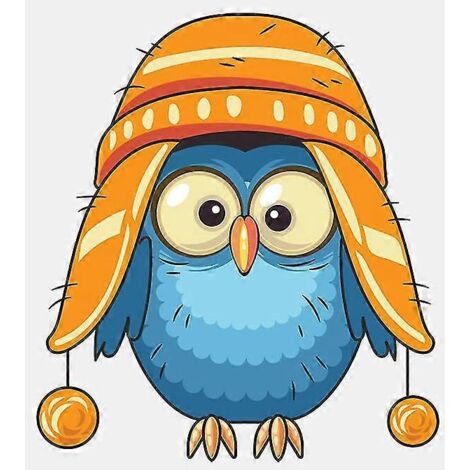 Autocollant hibou mignon en velours avec chapeau pour voiture ou ordinateur portable, accessoires en vinyle PVC KK 13 cm x 12 cm, imperméable pour pare-brise de moto. (1/3)