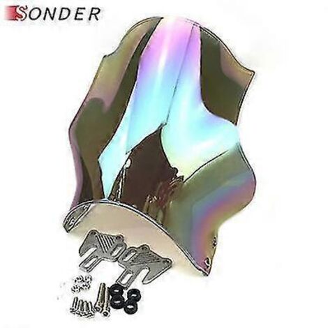 Pare-brise universel rond transparent fumé pour moto Honda, Yamaha, Kawasaki et Suzuki - Verre transparent irisé (1/5)
