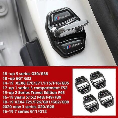 Lot de 4 protections de serrures de portières pour BMW Série 1, 2, 3 et 5 (F10, F15, F30, F25, F26, F46, G11, G20, G30) - Autocollants de protection noirs (1/5)