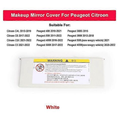 Pare-soleil de voiture avec rétroviseur intégré pour Peugeot 408, 508, 4008, 5008 et Citroën C4L, C6 et C5X - Blanc (1/5)