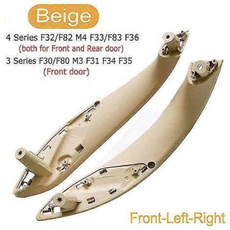 Poignée de porte intérieure avec cache et panneau intérieur pour BMW Série 3 F30 F80 F31 F32 F33 F34 F35 F36 (2013-2018) - Accessoires auto - Poignée de porte intérieure - Beige - Lot de 2 - Avant (1/5)