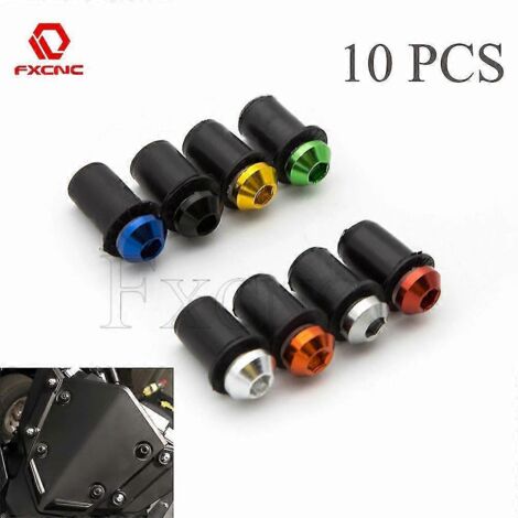 Lot de 10 écrous de fixation universels de 5 mm pour pare-brise de moto Yamaha YZF R1 R6 R25 R3 R125 XJR FJR XMAX TMAX - Argent (1/5)